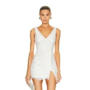 Self-Portrait White Embellished Mini Dress